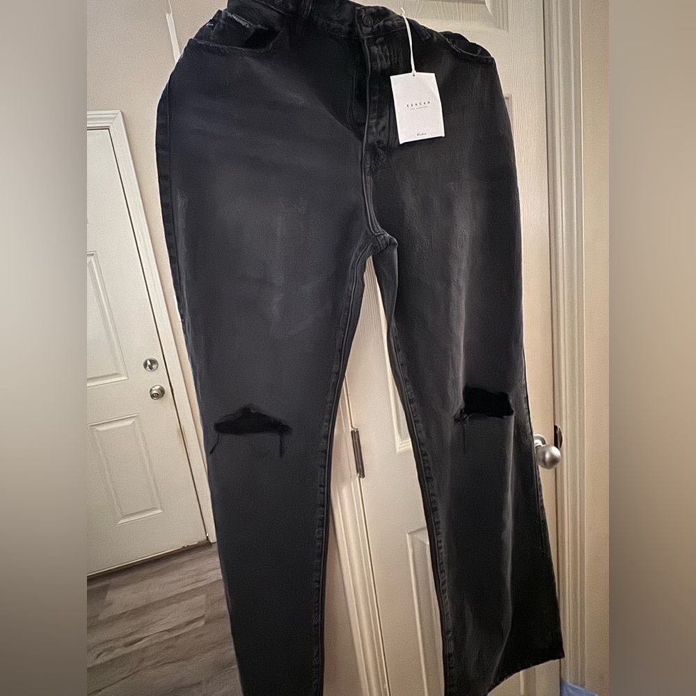 KanCan Black Distressed Wide Leg Jeans